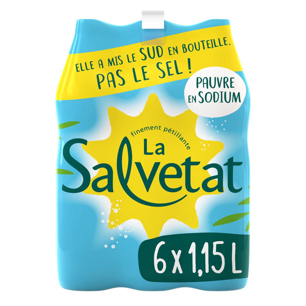 Salvetat Eau Gazeuse Minérale Naturelle Pauvre en Sodium Pack 6x1,15L