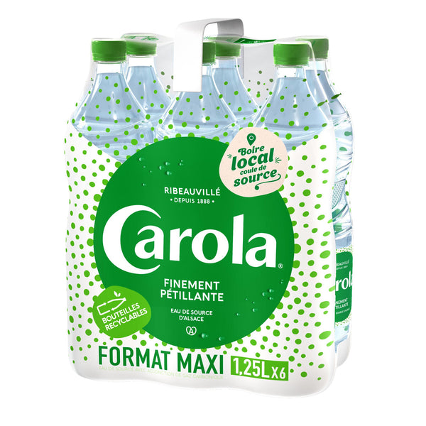 Carola Eau de Source D'alsace Verte Finement Pétillante Pack 6x1,25L