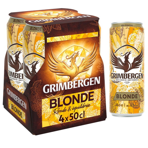 Grimbergen Bière Blonde Ronde et Équilibrée Pack 4x50cl
