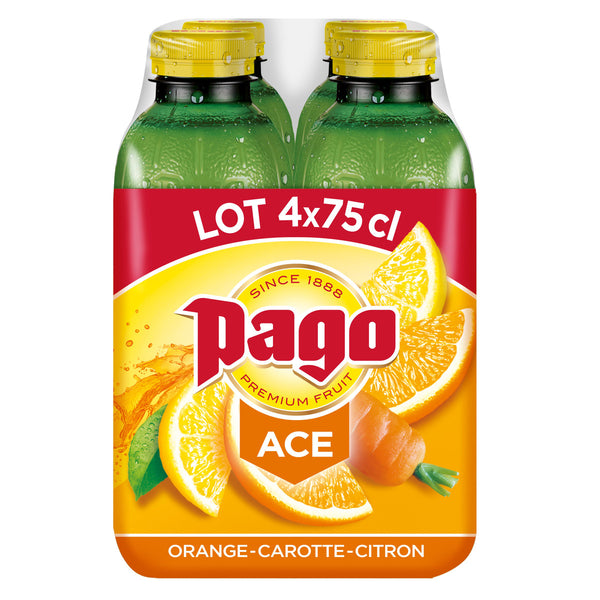 Pago ACE Boisson à L'orange Carotte et Citron Pack 4x75cl